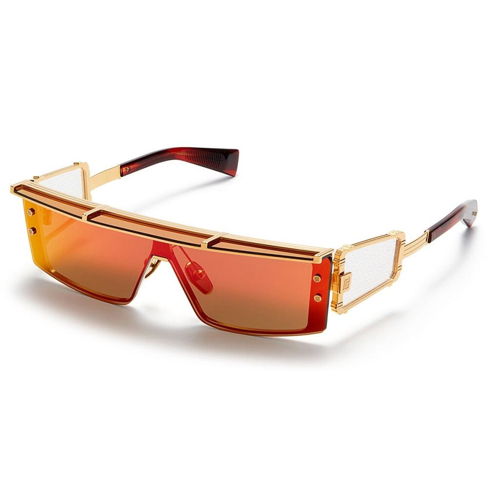BALMAIN Wonder Boy III BPS-127-C-145 Yellow Gold Red Mirror Sunglasses AUTHENTIC